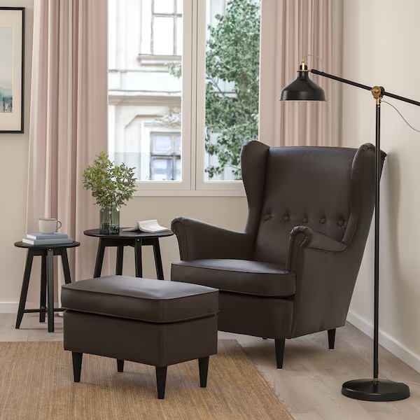 STRANDMON wing chair, Grann/Bomstad dark brown